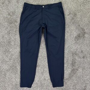 Primo Navy Blue Tapered Fit Jogger Pants Mens 38 Tall Zip Ankles Golf Athleisure
